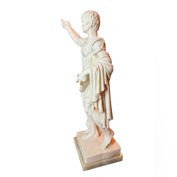 Gaius Julius Caesar Augustus Prima Porta Statue Italy Sculpture, Marble Base 14” - Picture 9 of 11